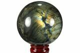 Bargain, Flashy, Polished Labradorite Sphere - Great Color Play #99394-1